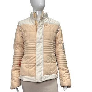 Vintage Chanel Two -Tone Cream/Ivory Quilted Ski Jacket Size 38